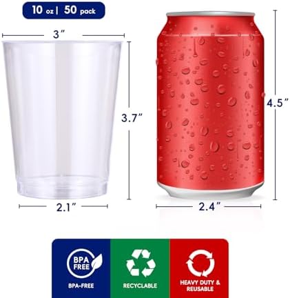 JOLLY CHEF 10 Oz Clear Disposable Cups 50 Pack