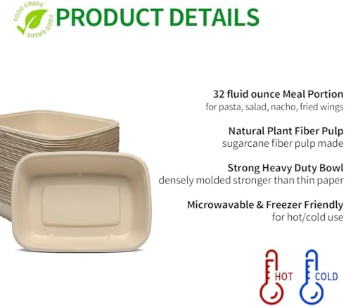 Bloomoon 100 Pack 32 oz Large Paper Bowls