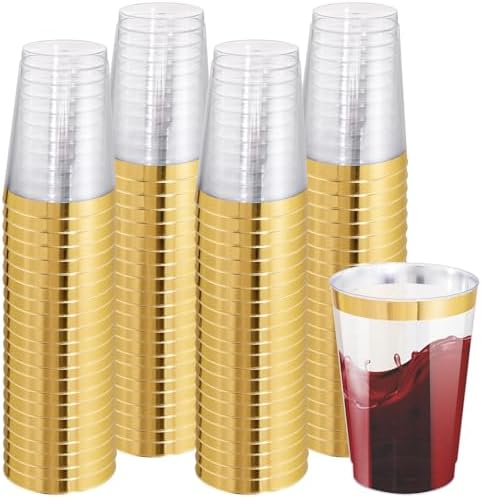 100 Pack 12 Oz Gold Plastic Cups for Parties and Weddings