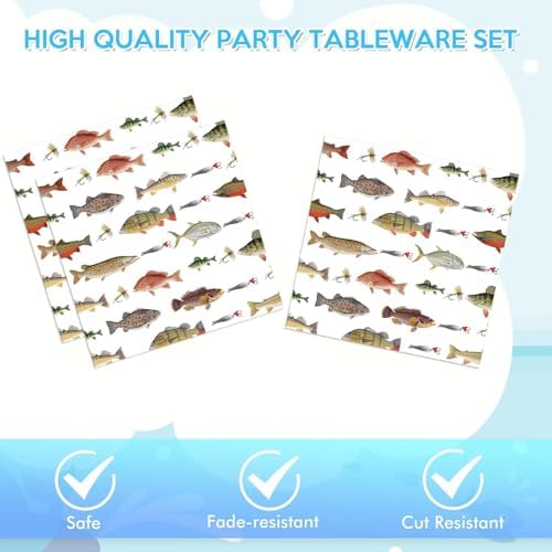 Gone Fishing Birthday Napkins 40Pcs Decor Set