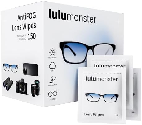 Lulumonster Anti-Fog Lens Wipes 150 Pre-Moistened