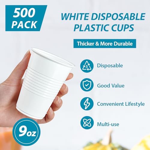 Lilymicky 500 Pack 9 Oz Disposable Cups