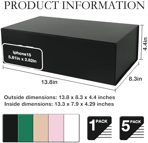 LFBOX Black Magnetic Gift Box 138x83x44 in 1 Pack