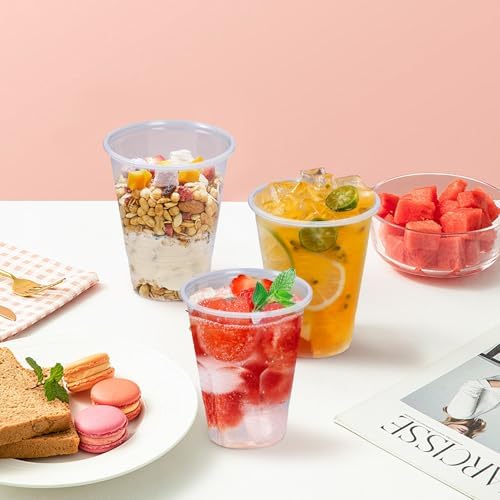 12 Oz Clear Plastic Cups 300 Pack for Events
