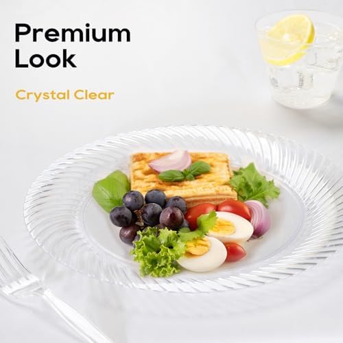 FOCUSLINE 10 Inch Clear Plastic Plates 100 Count