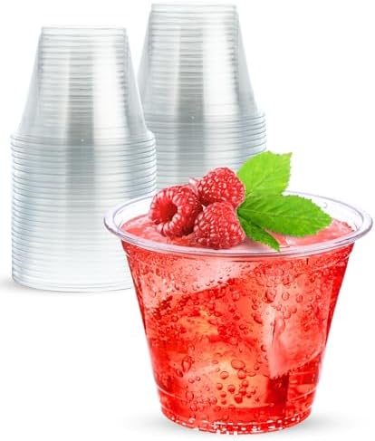 9 Oz Clear Plastic Cups 50 Pack for Parties