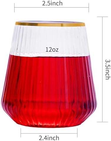 N9R 24 Pack Clear Plastic Wine Cups with Gold Rim