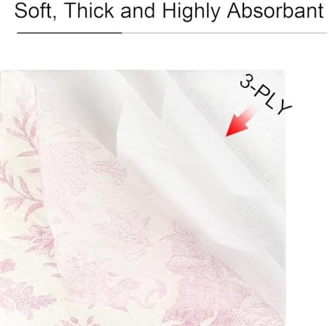 100 Pack Pink Floral Cocktail Napkins for Parties