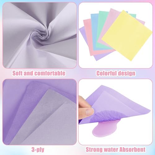120 PCS Pastel Rainbow Party Napkins 3 Ply