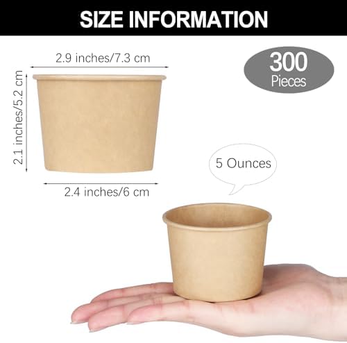 Ruisita 300 Pack 5 Ounce Paper Ice Cream Cups