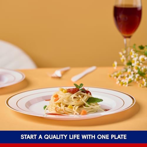 JOLLY CHEF 100-Piece Gold Plastic Plates 10 Inch