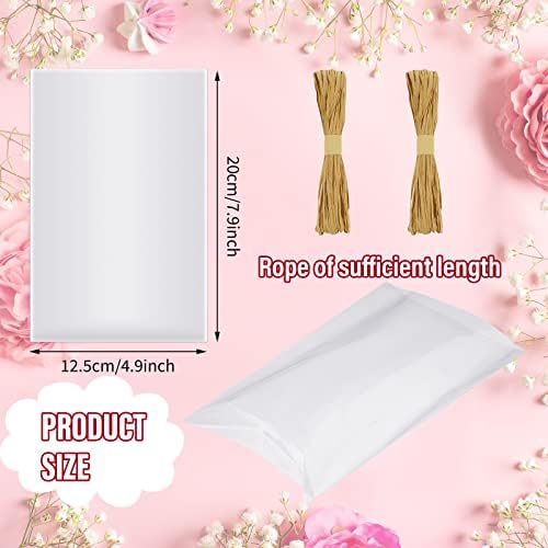 Tudomro 100 Pcs Clear Cellophane Soap Bags with Raffia Rope