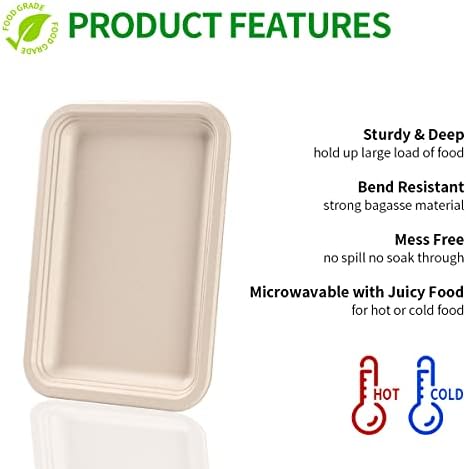 Bloomoon 50 Pack 14 Inch Food Trays Heavy Duty Disposable Plates