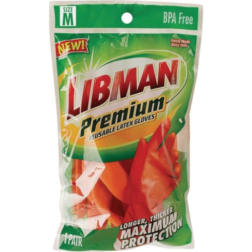Libman 6033600 Latex Cleaning Gloves - Medium Orange