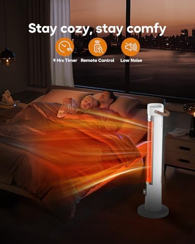 Aerozy Portable Infrared Heater with 60-Degree Oscillation and Remote Control