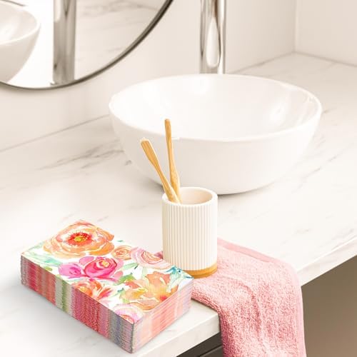 50Pcs Floral Guest Napkins Watercolor Patterned Disposable