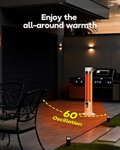 Aerozy Portable Infrared Heater with 60-Degree Oscillation and Remote Control