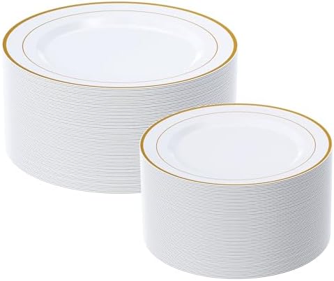 FOCUSLINE Gold Plastic Plates Set of 60