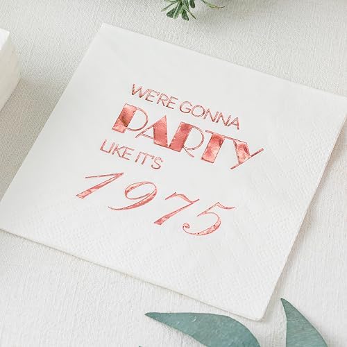 Crisky 50th Birthday Rose Gold Cocktail Napkins 50 Pcs
