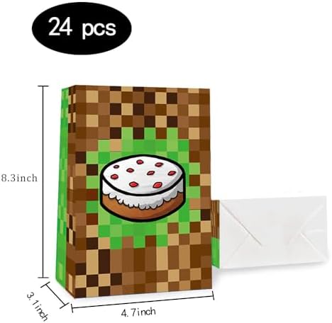 24 Pack Pixel Design Party Favor Bags for Kids and Adults