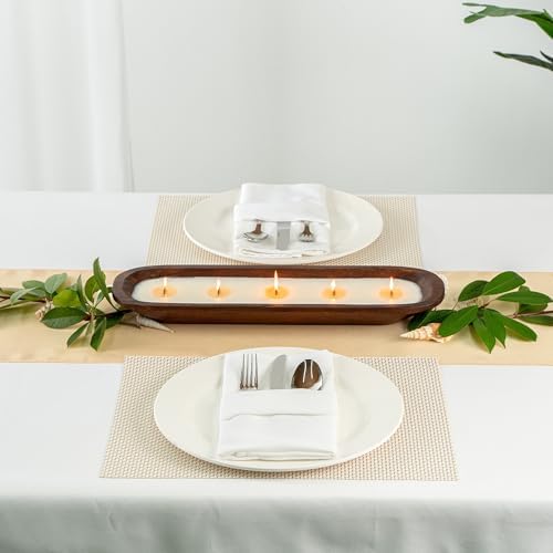 Restaurantware Coco Casa Wood Dough Bowl Candle