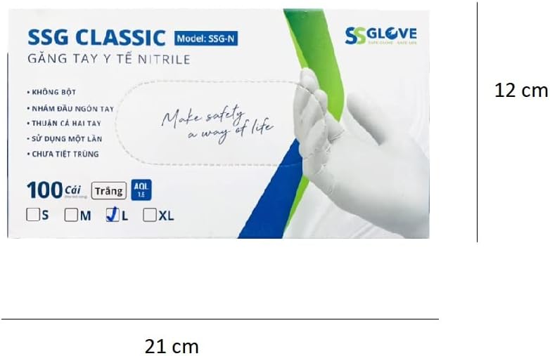 SSG Disposable Hand Protection Gloves 100 PcsBx White Large