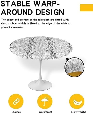 Tree Branch Waterproof Round Table Cover for Indoor Outdoor Use