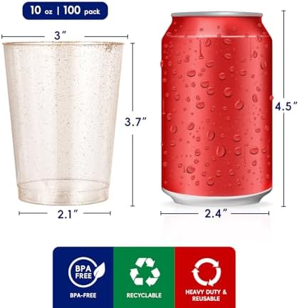 JOLLY CHEF 100 Pack 10 Oz Gold Plastic Cups