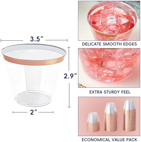 JOLLY CHEF 100 Pack Rose Gold Plastic Cups