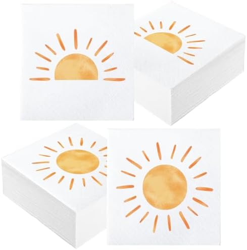 100 PCS Boho Sun Paper Napkins for Birthday Party