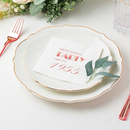 Crisky 70th Birthday Rose Gold Cocktail Napkins 50 Pcs 3-Ply