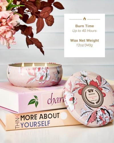 MSENSE Soy Scented Candles with 3 Wicks 12oz 40 Hours Burn