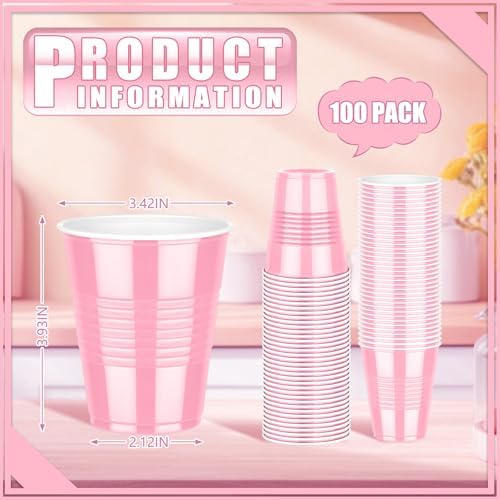 Dualshine 100 Pink Plastic Cups 12 oz Disposable