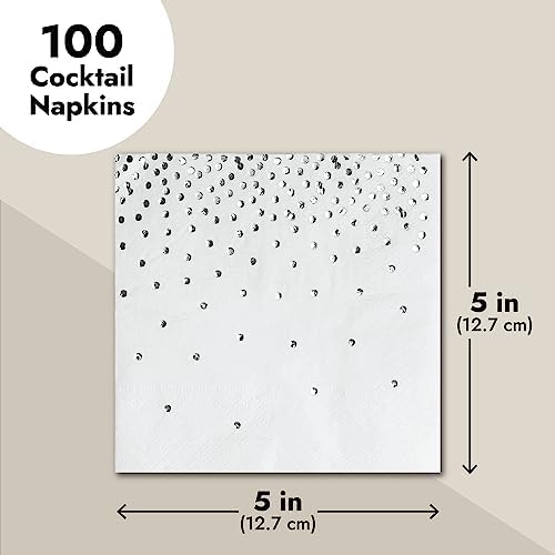Juvale 100 Pack Silver Confetti Napkins 3-Ply