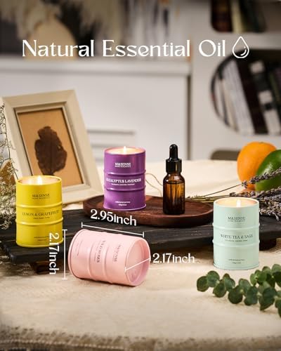 MSENSE 4 Pack Soy Wax Candles with Fragrance