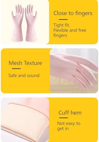 3 Pair Dishwashing Gloves Longer Thicker Rubber Gloves