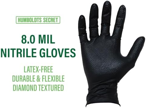 Humboldts Secret Black Nitrile Gloves Disposable Latex Free Powder Free