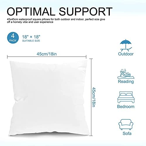 Fixwal 4 Pack 18x18 Outdoor Waterproof Pillow Inserts