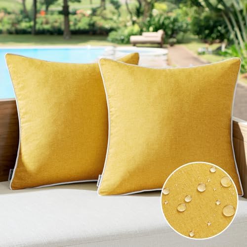 MIULEE Pack of 2 Waterproof Throw Pillow Covers Yellow