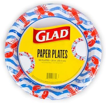 Glad Round Disposable Paper Plates 10 Inch 50 Count