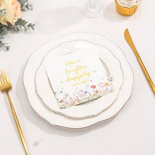 Crisky Bridal Shower Napkins Gold Foil Design 3 Ply 50 Count