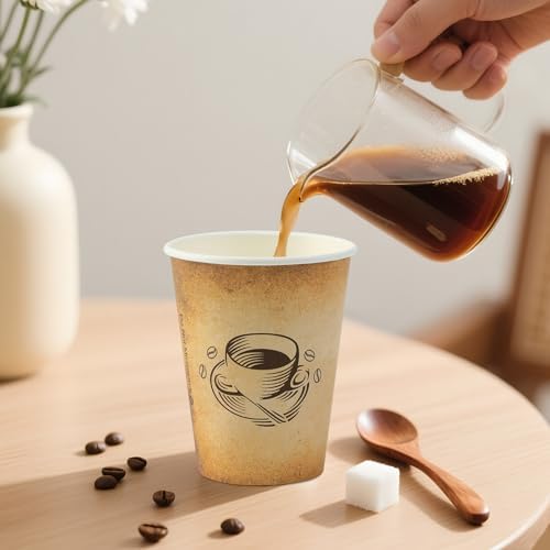 12 Oz 300 Pack Disposable Coffee Cups Retro Design Leak Proof