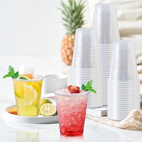 12 Oz Clear Plastic Cups 300 Pack for Events