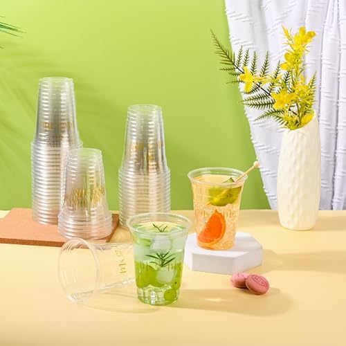100Pcs Mr and Mrs Disposable Plastic Cups Wedding Reception 12oz Clear Drinkware
