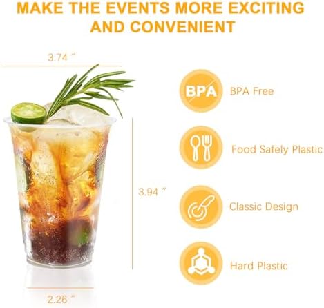 12 oz Clear Plastic Cups 300 Count Disposable Party Bulk