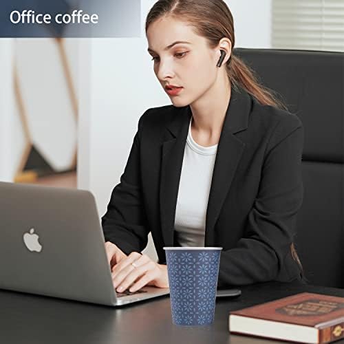 300 Pack Paper Cups 8 Oz Leak Proof Navy Floral Design