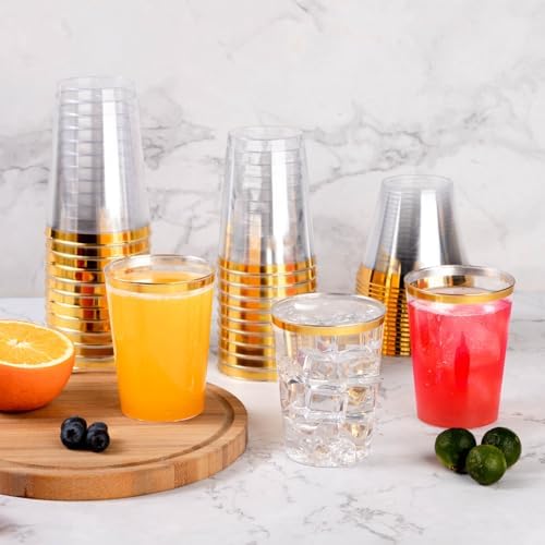 Goodluck 50PCS 12oz Gold Plastic Cups for Party