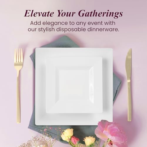 Ayas 60ct White Square Plastic Party Plates