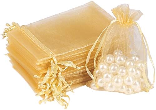 HRX Package 100pcs Gold Organza Gift Bags