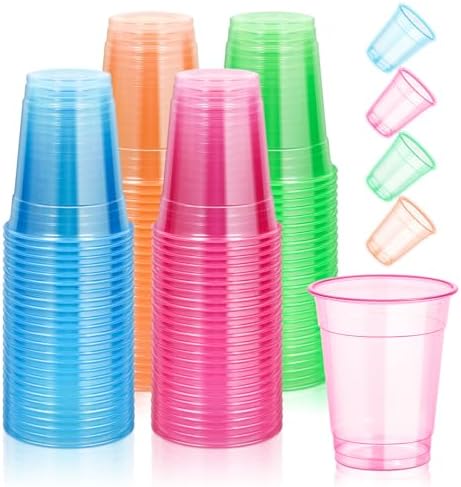 KesaPlan 120 Piece Neon Glow Cups 12 OZ